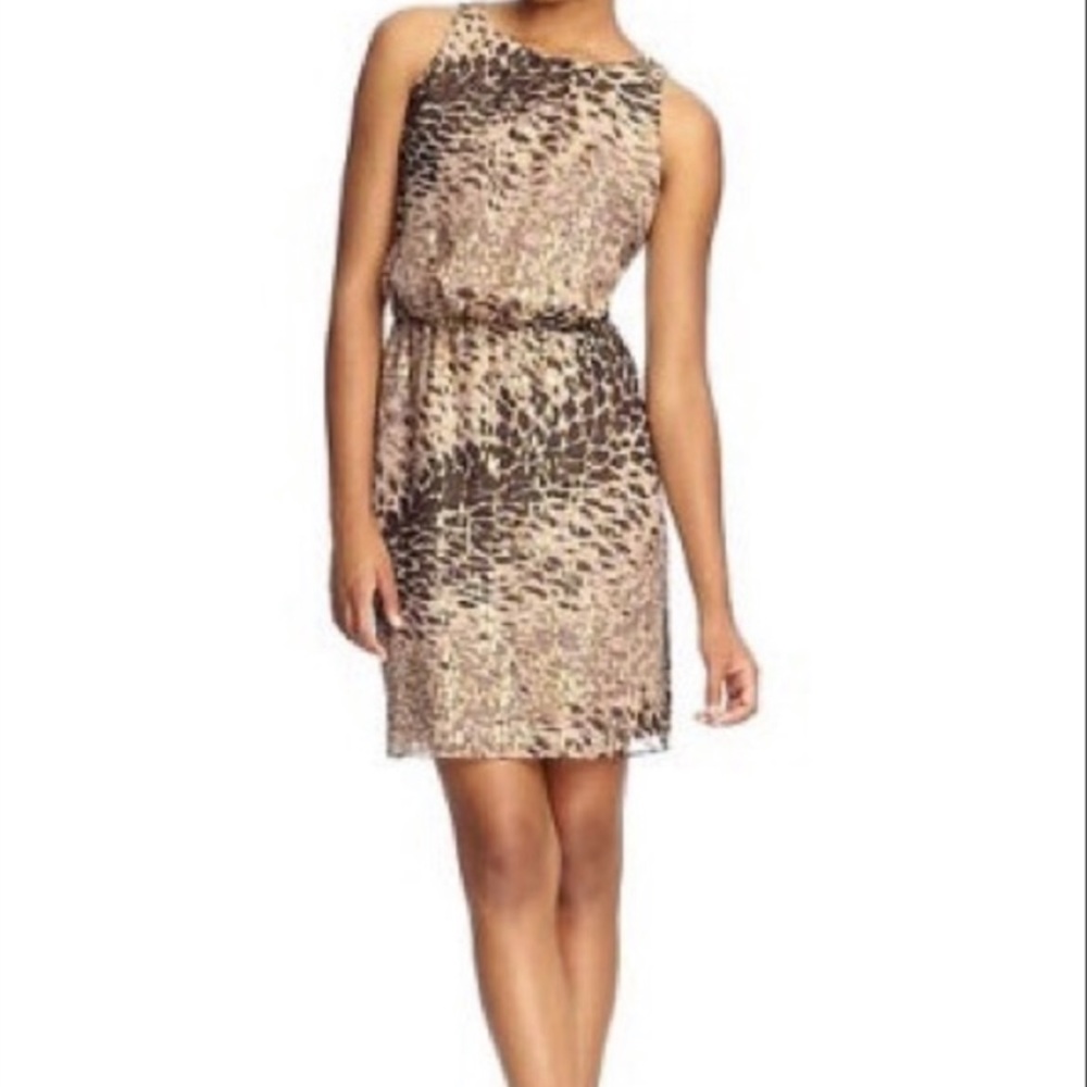 Tibi Lurex Leopard Print Chiffon Dress Sleeveless